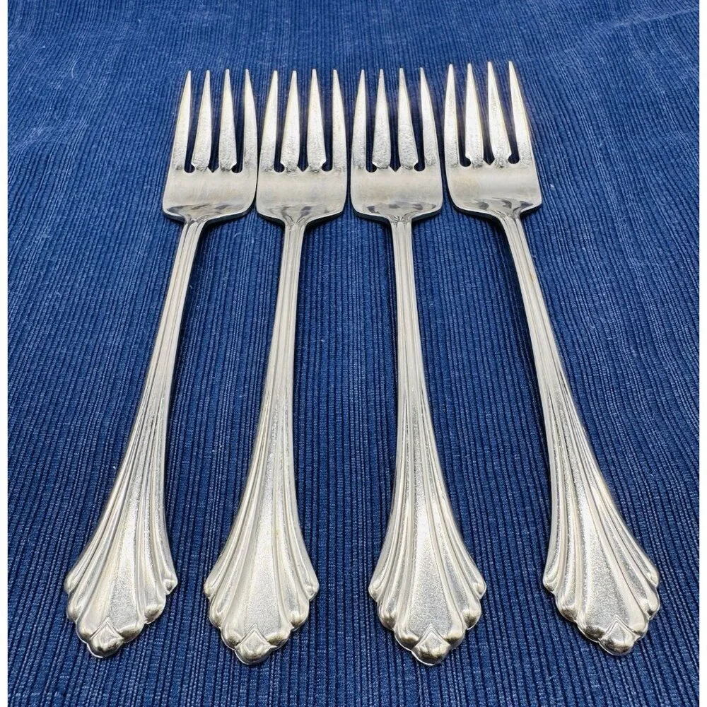 Oneida Bancroft Fortune Salad Fork 6.75 inch Lot‎ of 4 Stainless Flatware USA